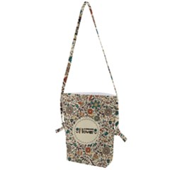 Seamless Pattern With Flower Birds Folding Shoulder Bag