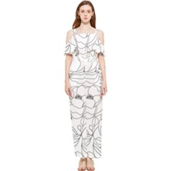 Contemporary Nature Seamless Pattern Draped Sleeveless Chiffon Jumpsuit