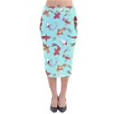 Pattern-with-koi-fishes Velvet Midi Pencil Skirt View1