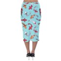 Pattern-with-koi-fishes Velvet Midi Pencil Skirt View2
