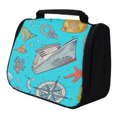 Colored-sketched-sea-elements-pattern-background-sea-life-animals-illustration Full Print Travel Pouch (small)