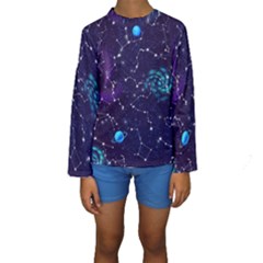 Realistic-night-sky-poster-with-constellations Kids  Long Sleeve Swimwear
