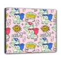 Seamless-pattern-with-many-funny-cute-superhero-dinosaurs-t-rex-mask-cloak-with-comics-style-inscrip Deluxe Canvas 24  x 20  (Stretched) View1
