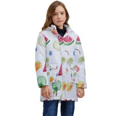 Fruit Summer Vitamin Watercolor Kid s Hooded Longline Puffer Jacket