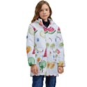 Fruit Summer Vitamin Watercolor Kid s Hooded Longline Puffer Jacket View1