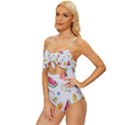 Fruit Summer Vitamin Watercolor Knot Front One-Piece Swimsuit View2
