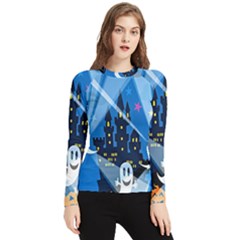 Halloween Ghosts Haunted House Women s Long Sleeve Rash Guard