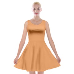 Color Sandy Brown Velvet Skater Dress by Kultjers