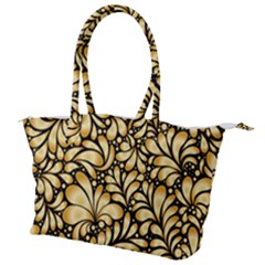 Damask-teardrop-gold-ornament-seamless-pattern Canvas Shoulder Bag by Pakemis