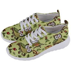 Seamless-pattern-with-flowers-owls Men s Lightweight Sports Shoes by Pakemis