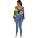 Colorful abstract art Long Sleeve Crinkled Weave Crop Top View4