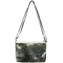 Waterfall River Fantasy Dream Planet Matte Double Gusset Crossbody Bag