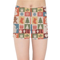 Cute Christmas Seamless Pattern Vector  - Kids  Sports Shorts by Uceng