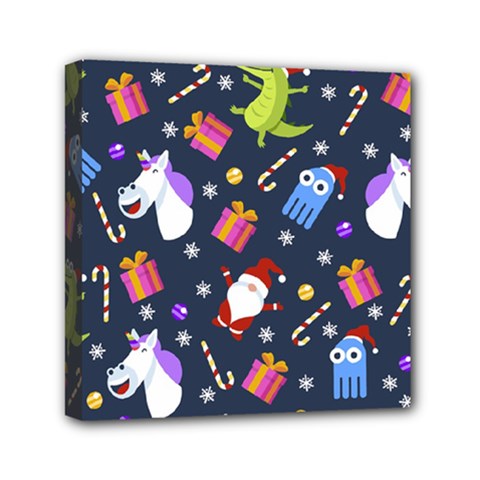 Colorful Funny Christmas Pattern Mini Canvas 6  X 6  (stretched) by Uceng
