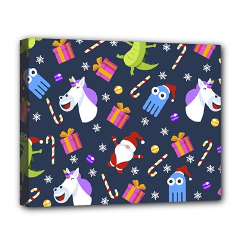 Colorful Funny Christmas Pattern Deluxe Canvas 20  X 16  (stretched) by Uceng