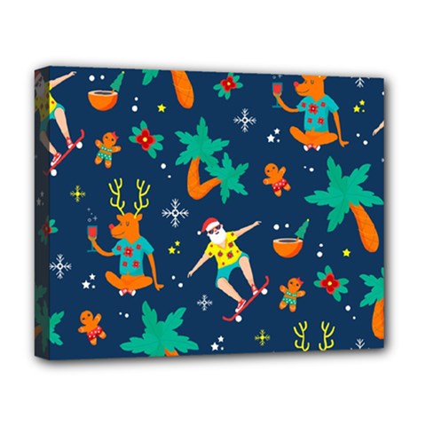 Colorful Funny Christmas Pattern Deluxe Canvas 20  X 16  (stretched) by Uceng