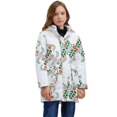 Background Ornamental Pattern Graphic Seamless Kid s Hooded Longline Puffer Jacket