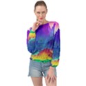 Abstract Geometric Landscape Art 3d Banded Bottom Chiffon Top View1