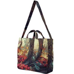 Abstract Texture Forest Trees Fruits Nature Leaves Square Shoulder Tote Bag by Pakemis