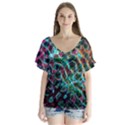 Fractal Abstract Waves Background Wallpaper V-Neck Flutter Sleeve Top View1