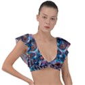 Fractal Black Texture Wallpaper Art Design Art Plunge Frill Sleeve Bikini Top View1