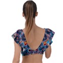 Fractal Black Texture Wallpaper Art Design Art Plunge Frill Sleeve Bikini Top View2