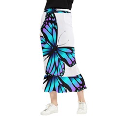 Blue And Pink Butterfly Illustration, Monarch Butterfly Cartoon Blue, Cartoon Blue Butterfly Free Pn Maxi Fishtail Chiffon Skirt