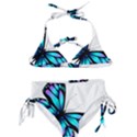 Blue And Pink Butterfly Illustration, Monarch Butterfly Cartoon Blue, Cartoon Blue Butterfly Free Pn Kids  Classic Bikini Set View1