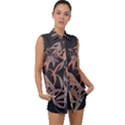 Leaf Leaves Pattern Print Sleeveless Chiffon Button Shirt View1