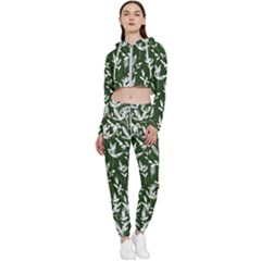 Leaves Pattern Wallpaper Watercolor Cropped Zip Up Lounge Set