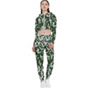 Leaves Pattern Wallpaper Watercolor Cropped Zip Up Lounge Set View1