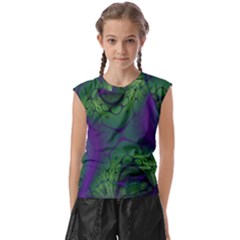 Fractal Abstract Art Pattern Kids  Raglan Cap Sleeve Tee
