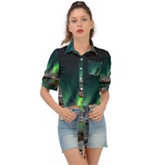 Aurora Borealis Photo Tie Front Shirt 