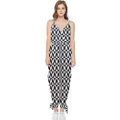 Seamless Abstract Geometric Pattern Background Sleeveless Tie Ankle Chiffon Jumpsuit