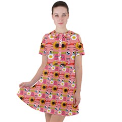 Egg Eyes Short Sleeve Shoulder Cut Out Dress 
