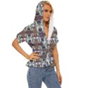 Multicolored Ornate Decorate Pattern Lightweight Drawstring Hooded Top View3