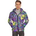floral abstract vibrant rainbow colors Men s Hooded Quilted Jacket View1