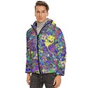 floral abstract vibrant rainbow colors Men s Hooded Quilted Jacket View2