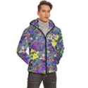 floral abstract vibrant rainbow colors Men s Hooded Quilted Jacket View3