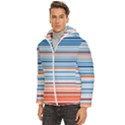 blue and coral stripe 2 Men s Hooded Quilted Jacket View2