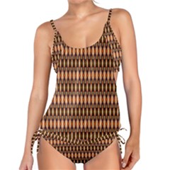 Strip-brown Tankini Set