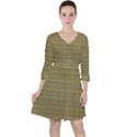 Golden Striped Decorative Pattern Quarter Sleeve Ruffle Waist Dress View1