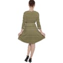 Golden Striped Decorative Pattern Quarter Sleeve Ruffle Waist Dress View2