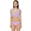 Swimwear Teal Pink Collection Low Cut Ruffle Edge Bikini Set View1