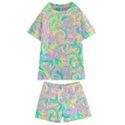 Swimwear Teal Yellow Pink Collection Kids  Swim Tee and Shorts Set View1