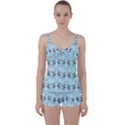 Jogging Lady On Blue Tie Front Two Piece Tankini View1