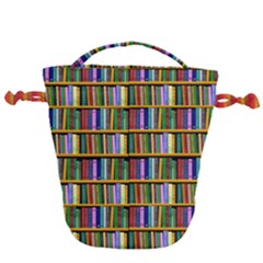 Books On A Shelf Drawstring Bucket Bag
