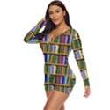 Books On A Shelf Long Sleeve Boyleg Swimsuit View2