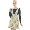 Colorful Easter Eggs Pattern Green Plunge Pinafore Velour Dress View1