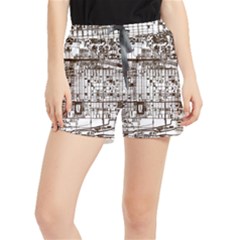 Antique Oriental Town Map  Women s Runner Shorts